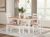 Best Deals Furniture - Ashley Furniture - Gesthaven Dining Table with 4 Chairs and Bench (Set of 6) - Dining Room Table Set (6/CN) - D398-325